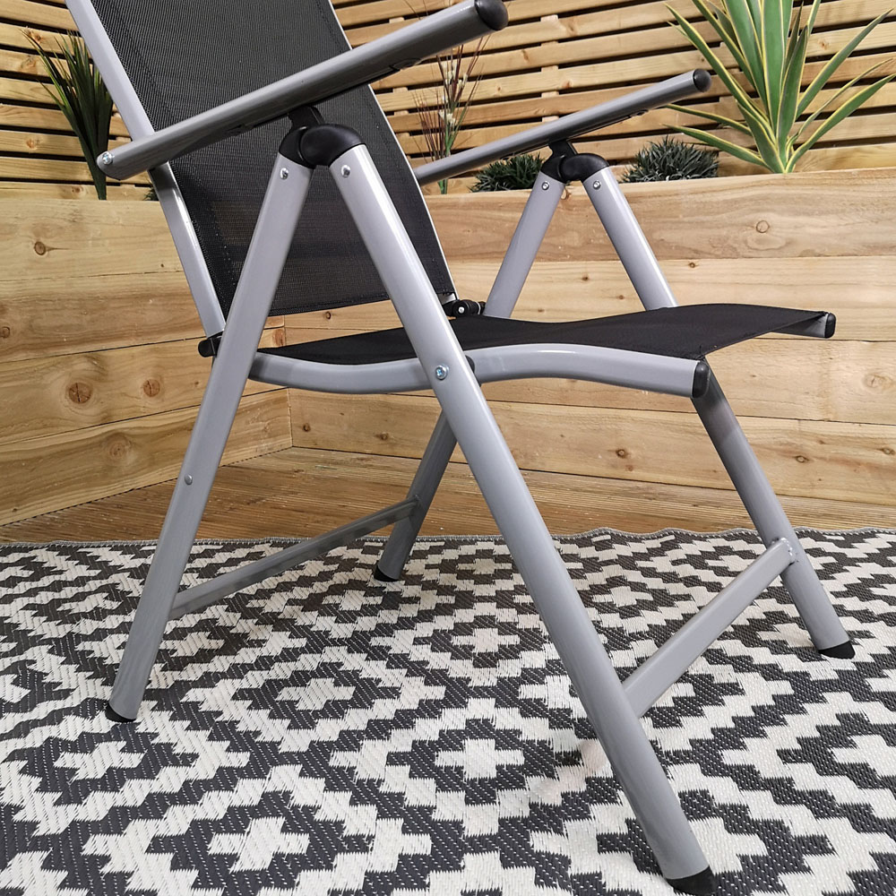 Samuel Alexander Black and Silver Multi Position Reclining Garden Chair Image 4