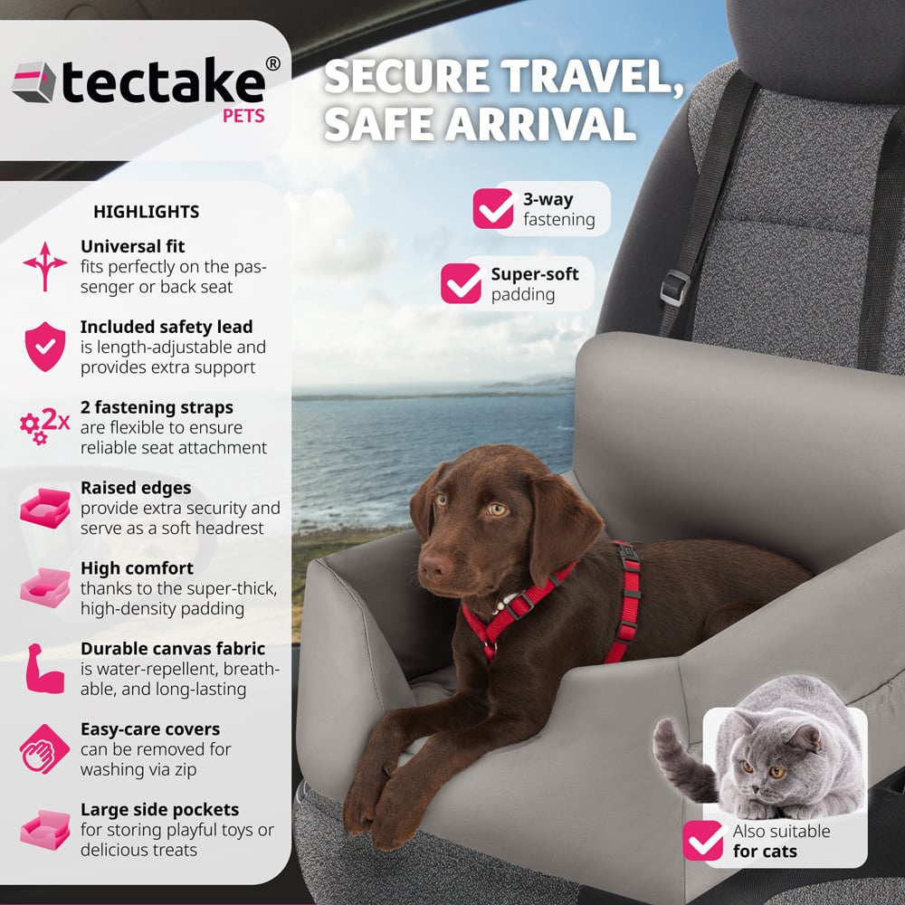 tectake Millow Grey Dog Car Seat Image 6