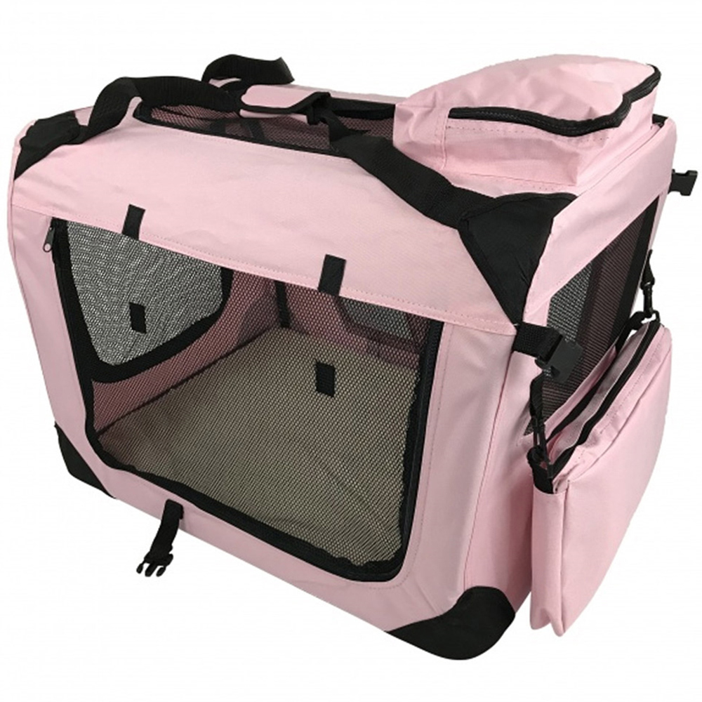 Folding Soft Crate Fabric Pet Carrier - Pink - Small Image 1