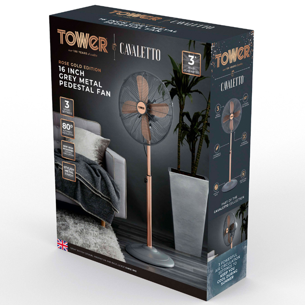 Tower Cavaletto 16 inch Grey Pedestal Fan Image 2