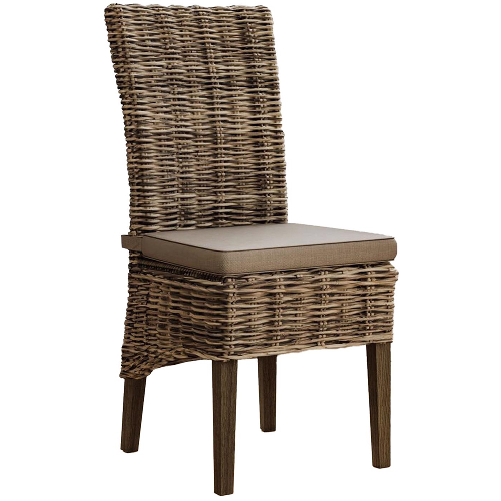 FWStyle Maya Set of 2 Grey Wash Kubu Rattan Solid Pine Handmade Dining Chairs Image 2