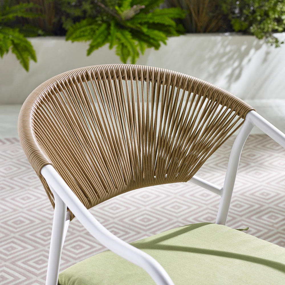 Furniturebox Sora Set of 2 Cream Rattan Outdoor Dining Chair Set with Cushion Image 3