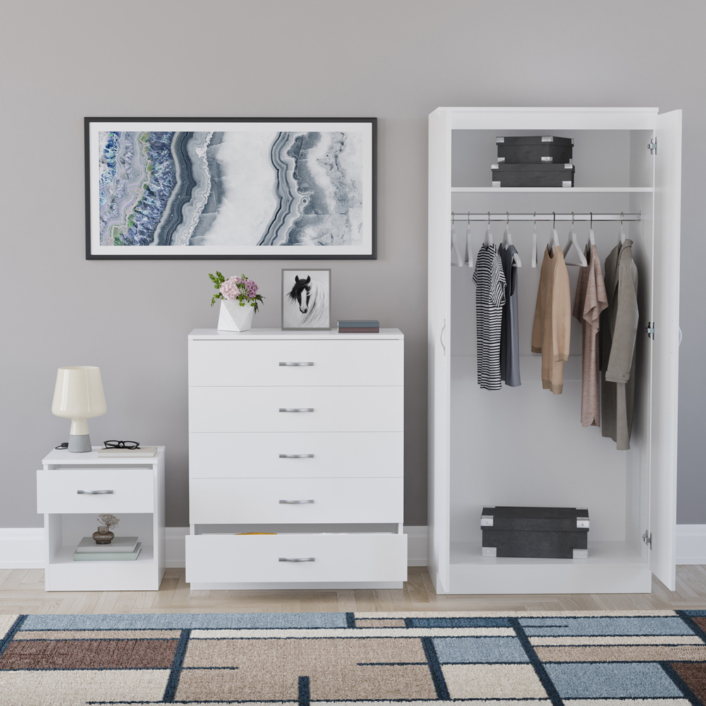 VIDA DESIGNS Riano White 3 Piece Bedroom Furniture Set Image 3