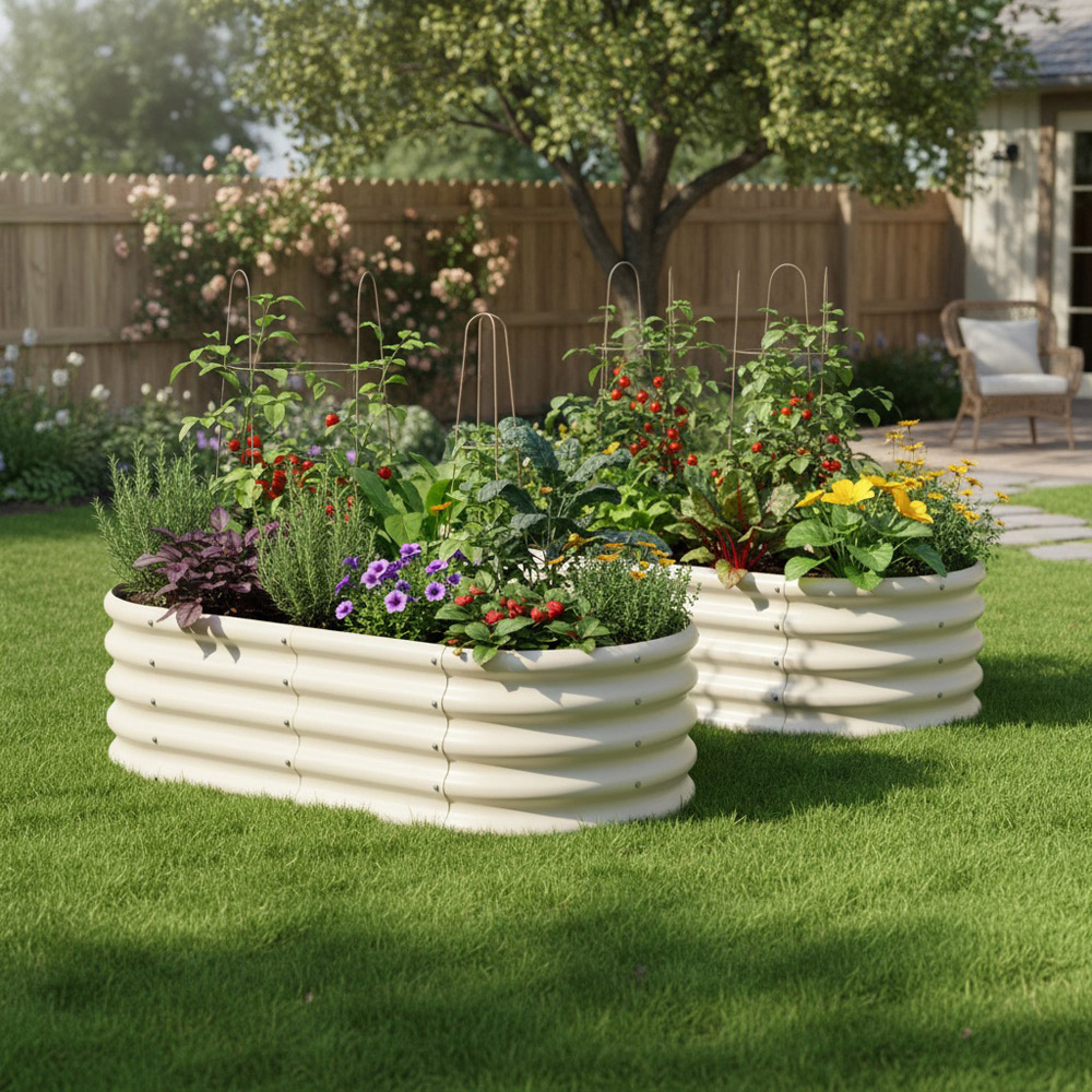 Harbour Housewares Ivory Rounded Raised Garden Bed - 120 x 60 x 45cm 2 Pack Image 4