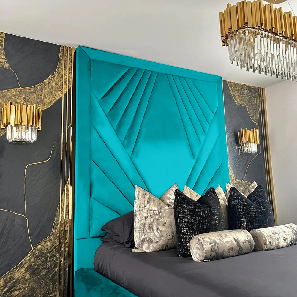 Eleganza Home Solia Super King Size Teal Plush Velvet Bed Frame with Headboard Image 4