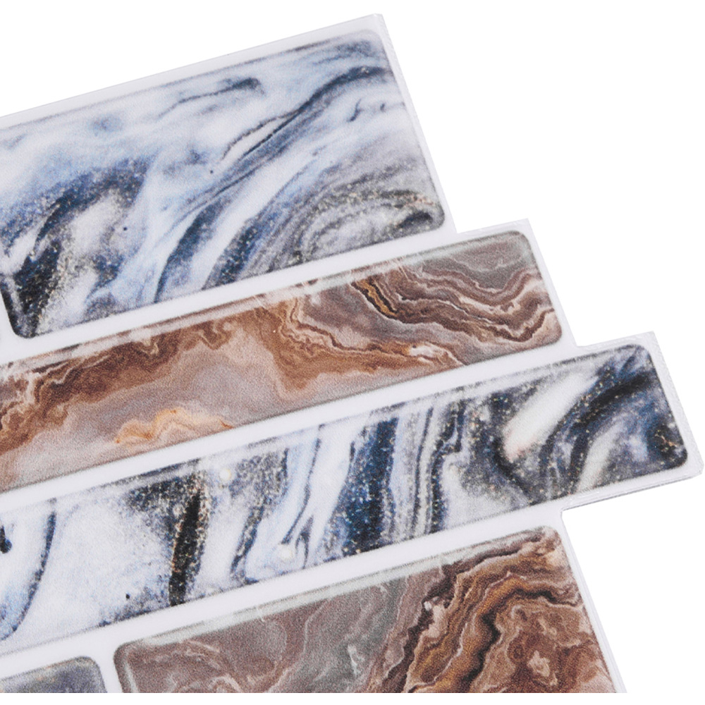 Living and Home Marble Effect Multicolour Self-Adhesive Wall Tile Sticker 20 Pack Image 6