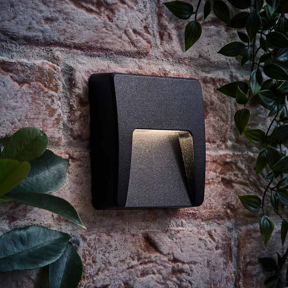 ValueLights Sam Matte Black Square LED Outdoor Wall Light Image 2