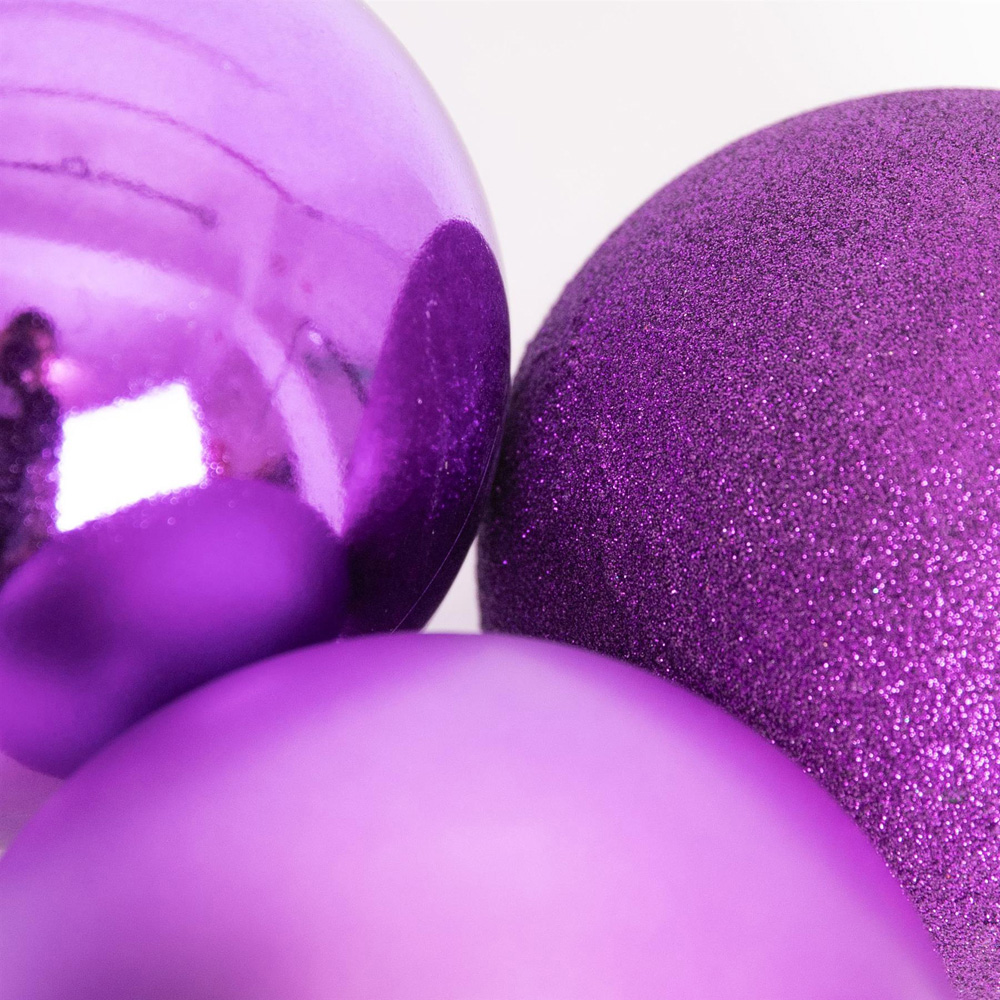 Shatchi 15cm Purple Shatterproof Christmas Bauble 3 Pack Image 2