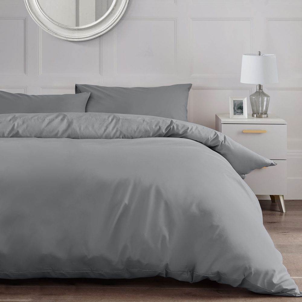 Velosso King Size Grey Plain-Dyed Duvet Cover Set Image
