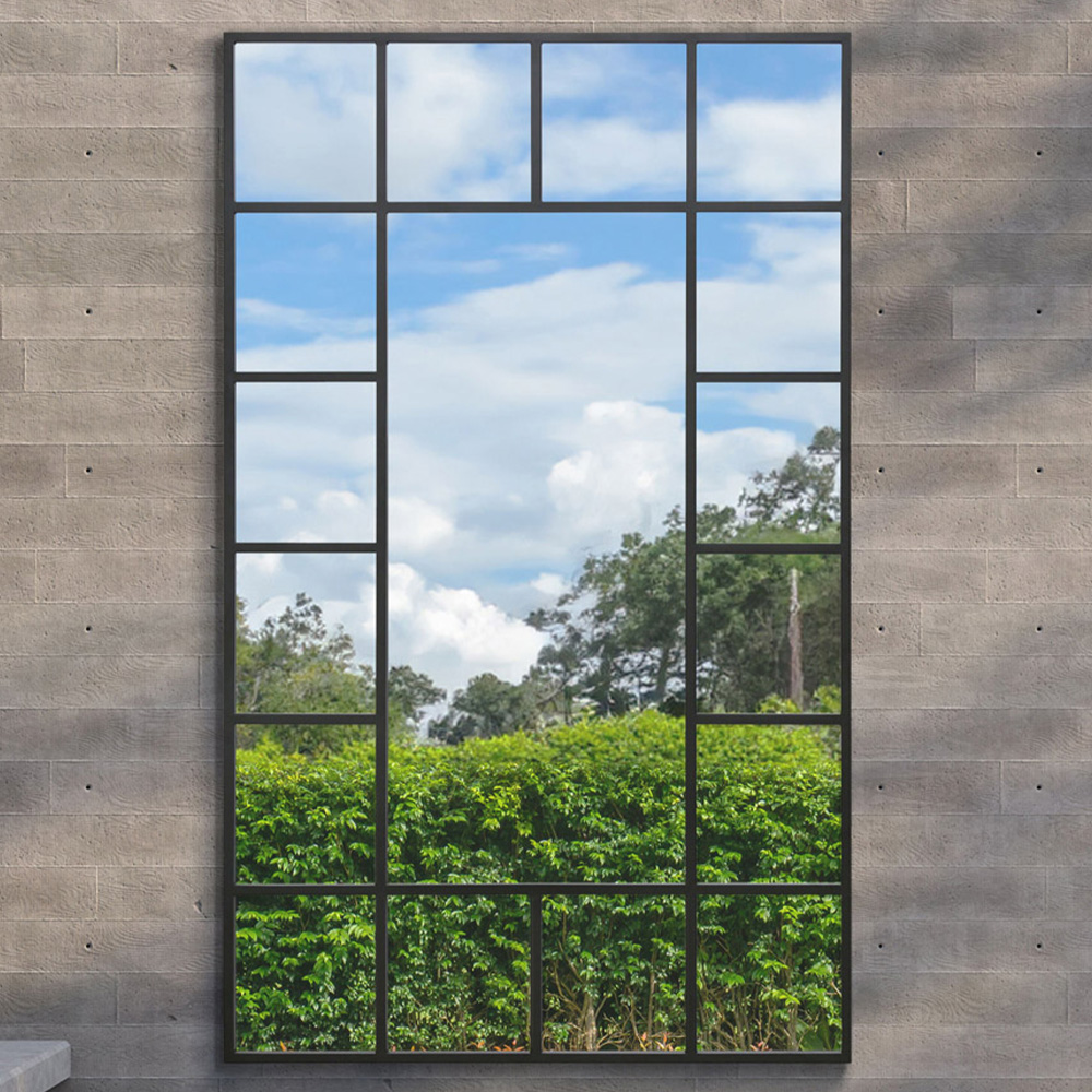 MirrorOutlet The Genestra Black Modern Wall and Leaner Garden Mirror 180 x 110cm Image 2