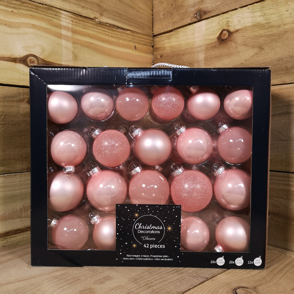 Samuel Alexander Decoris Luxury Blush Pink Glass Christmas Baubles 42 Pack Image 2