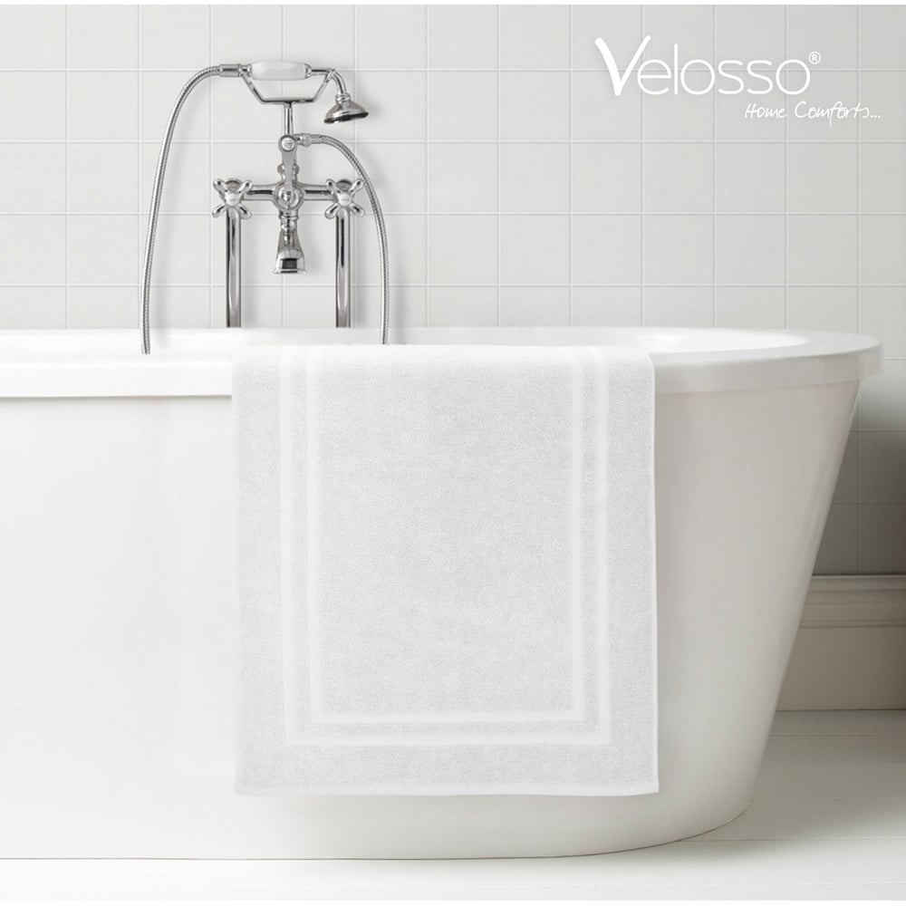 Velosso White Cotton Hotel Bath Mat Image 4