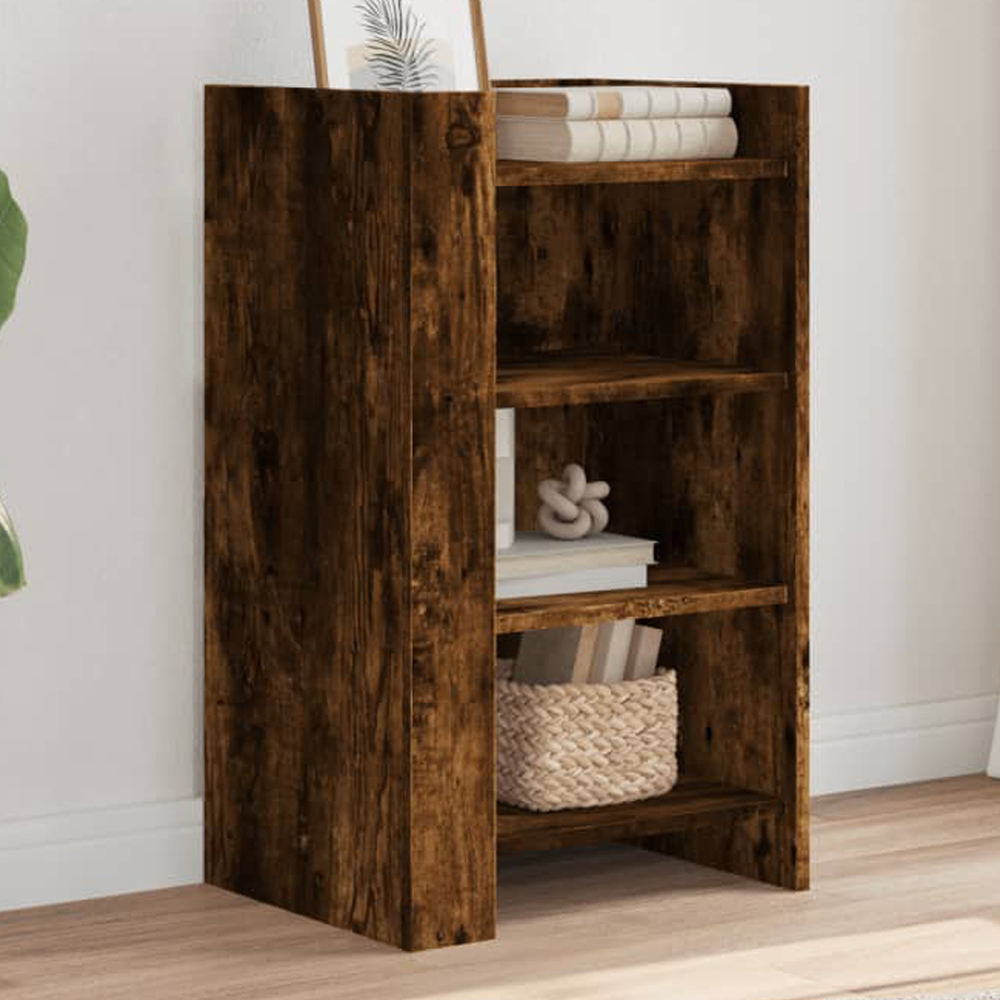 vidaXL 4 Open Shelf Smoked Oak Sideboard Image 1