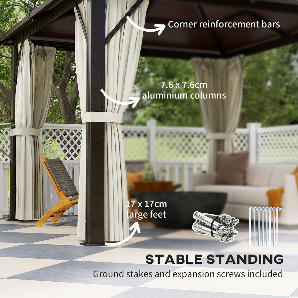 Outsunny 3 x 3m Beige Aluminium Frame Polycarbonate Hard Top Gazebo Image 6