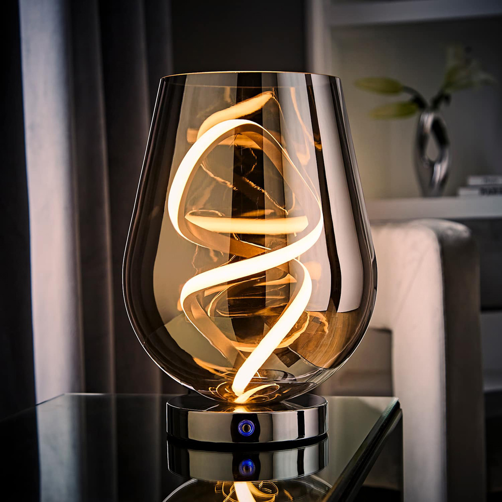 ValueLights Helix Smoked Glass Integrated LED Table Lamp Image 2