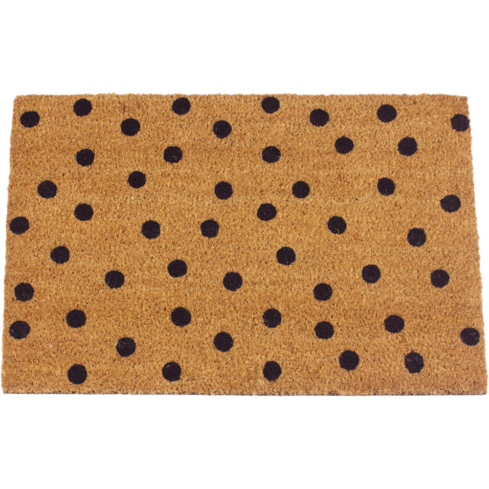 Eselle Astley Polka Dot Printed Neutral Coir Door Mat 40 x 60cm Image 1