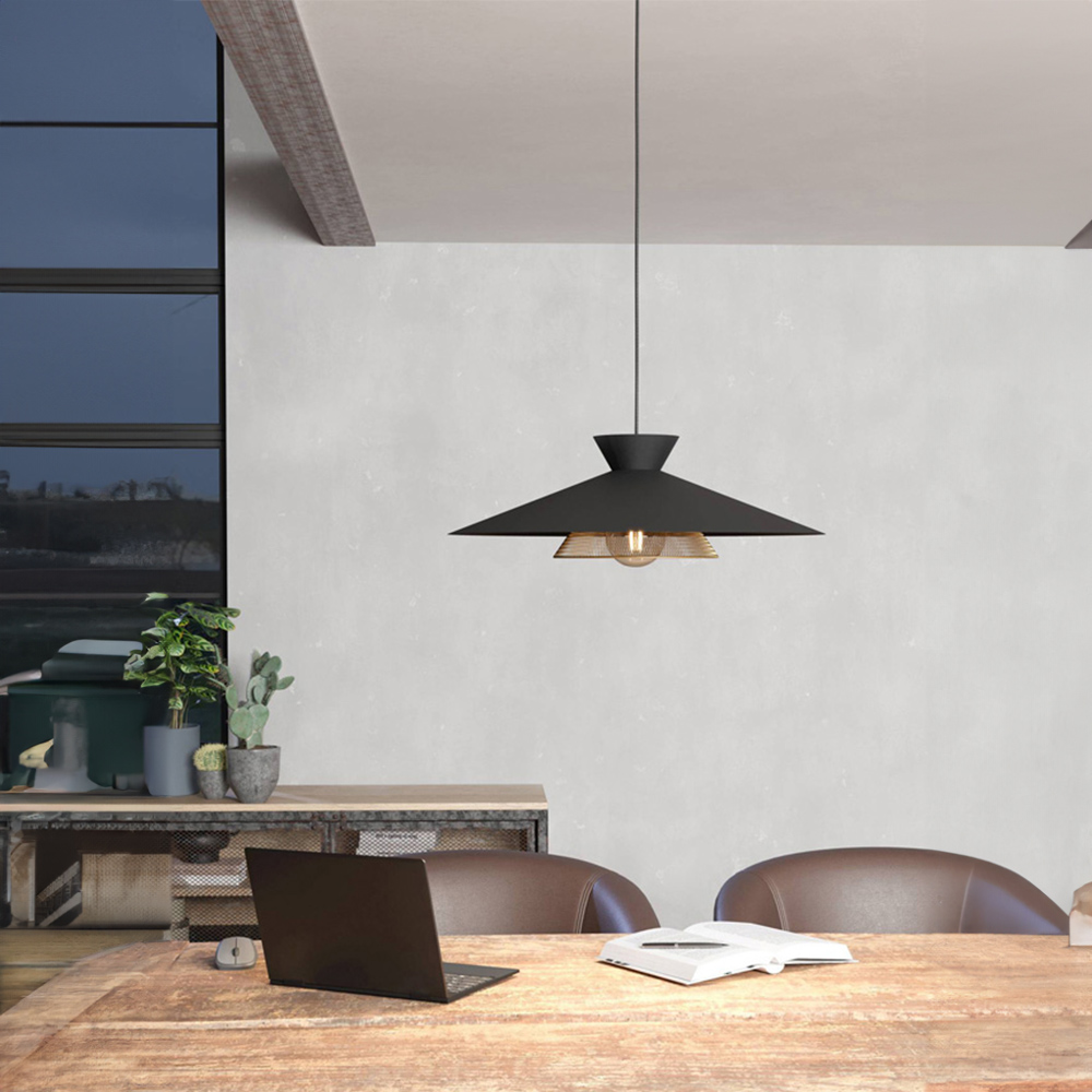 EGLO Grizedale Black and Brass Pendant Light Image 2