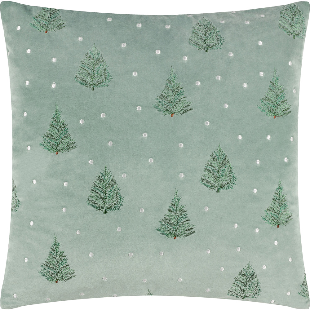 Furn Evergreen Green Classic Tree Embroidered Cushion 43 x 43cm Image 1