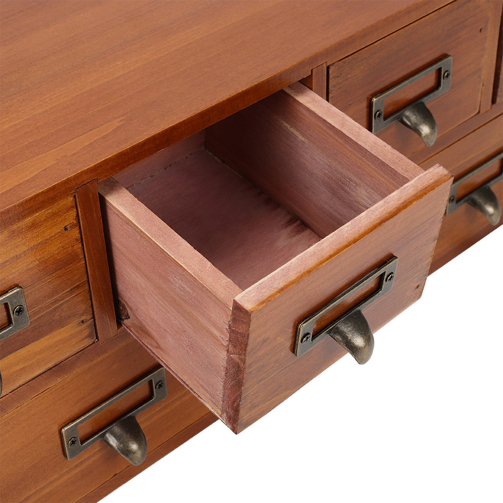 Living and Home 6 Drawer Retro Wooden Desktop Storage Organiser Image 4