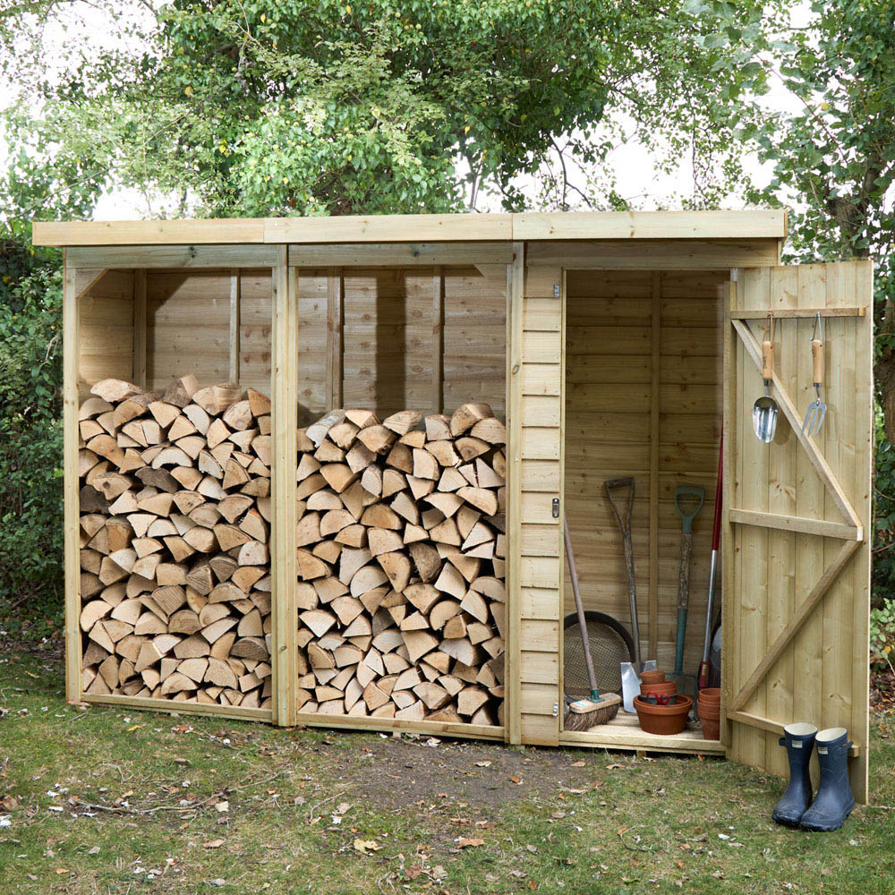 Forest Garden 2.1 x 8.7ft Large Log and Tool Storage Image 6