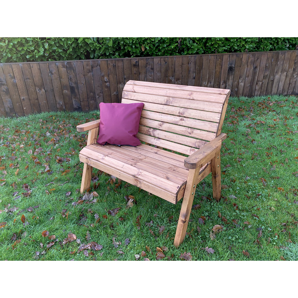 Charles Taylor 2 Seater Traditional Bench with Red Cushions Image 3