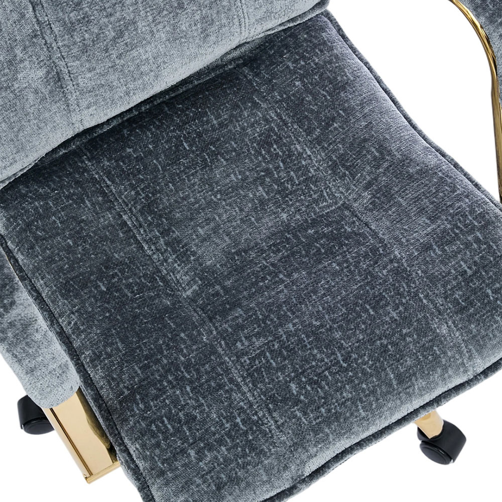 Living and Home Blue Chenille Height Adjustable Swivel Office Chair Image 4