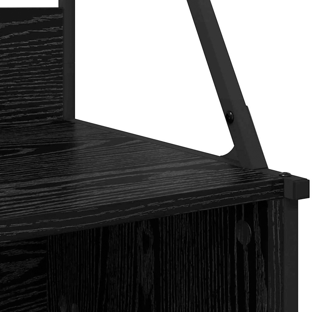 vidaXL 2 Shelf Black Oak Clothes Rack with Hanging Hooks Image 8