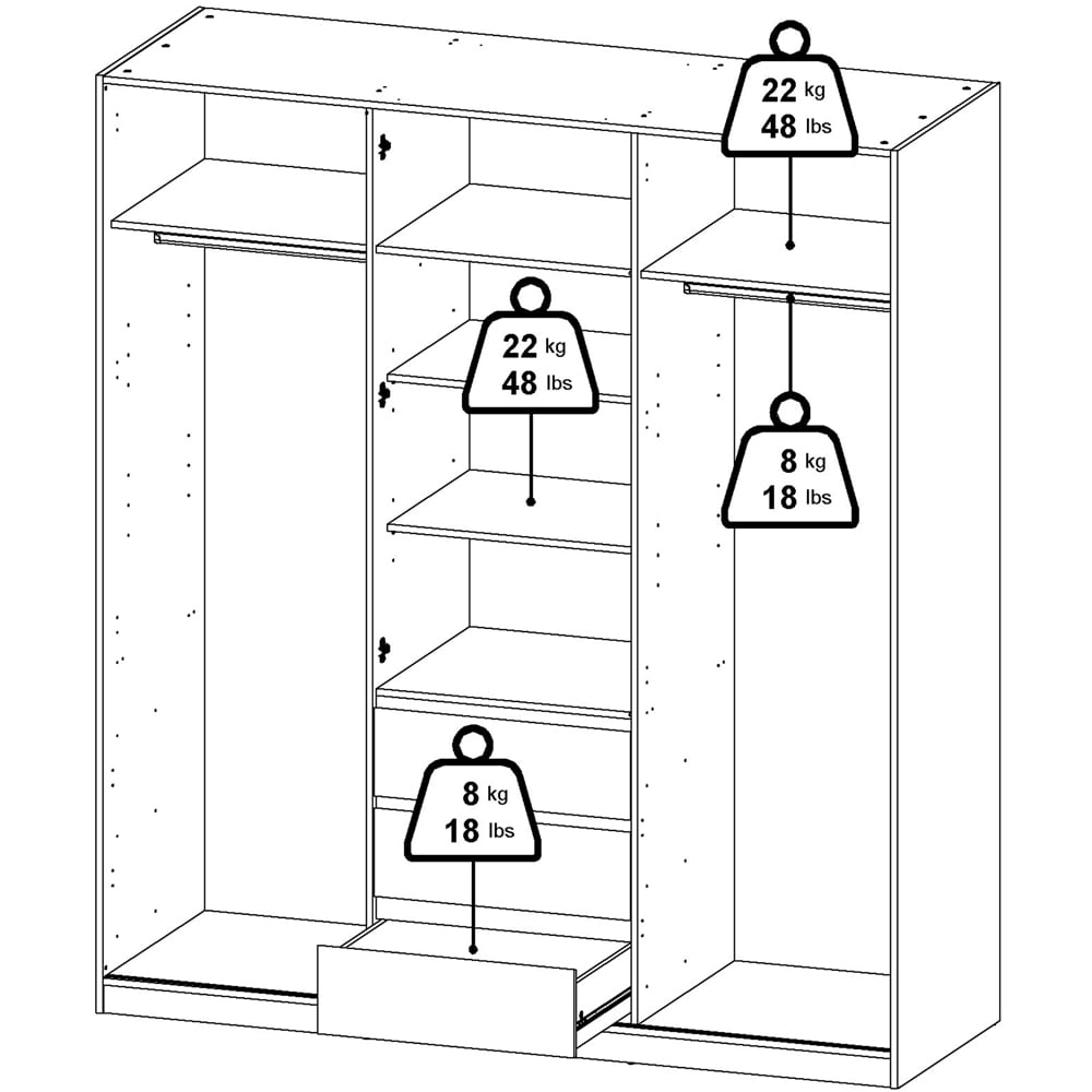 Furniture To Go Naia 3 Door 3 Drawer White Wardrobe Image 8