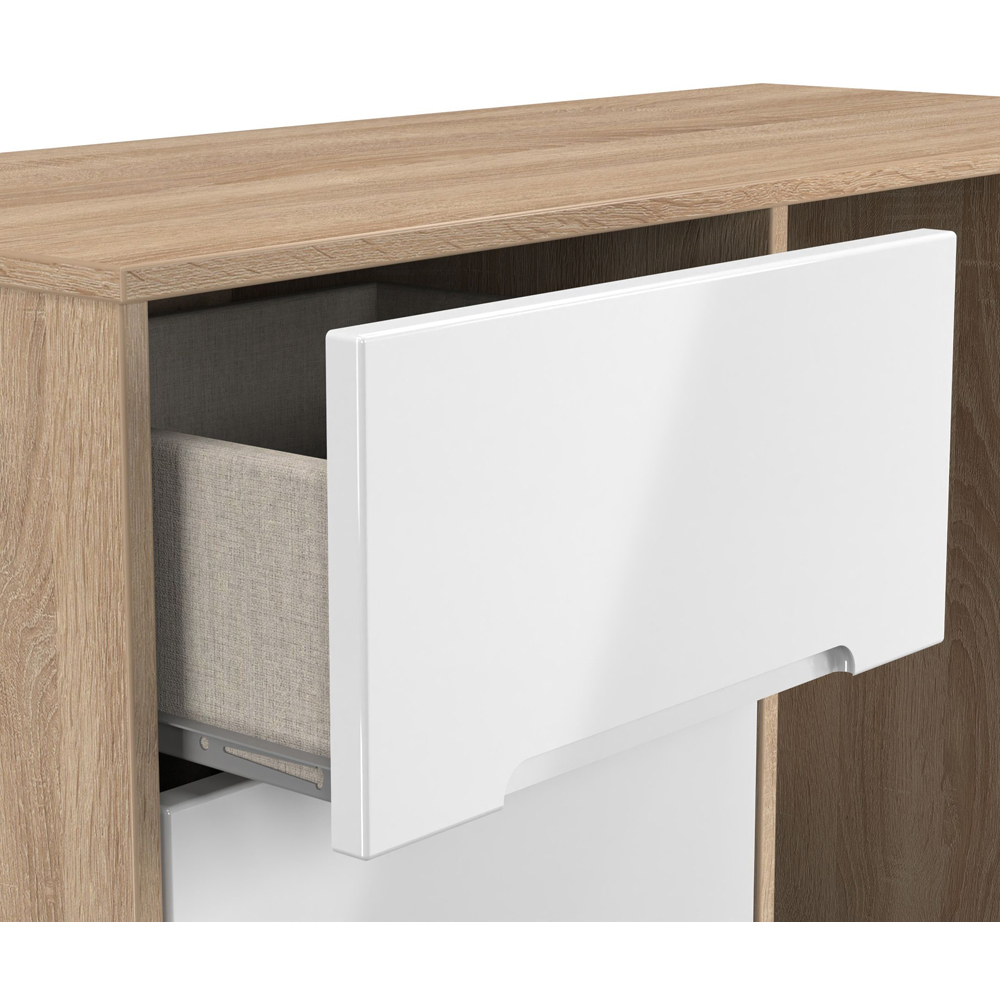 Crowndale Monaco 3 Drawer White Gloss and Bardolino Oak Vanity Dressing Table Ready Assembled Image 6