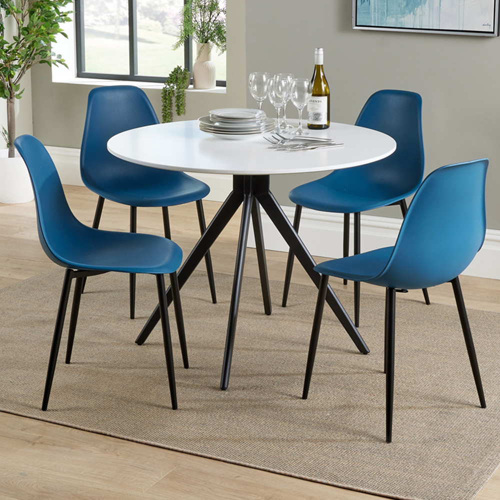 Core Products Aspen 4 Seater Round Dining Set White and Blue Image 1