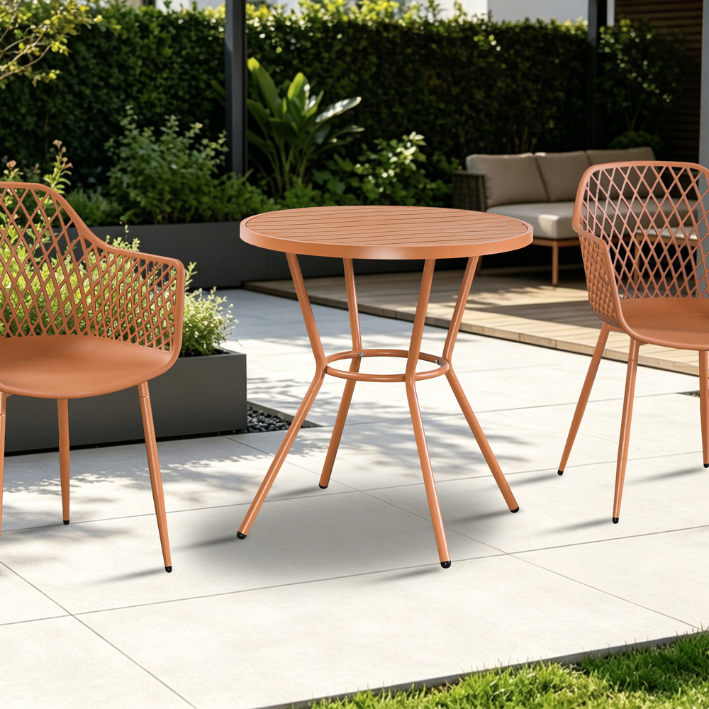 Core Products 2 Seater Terracotta Round Plastic Garden Bistro Table Image 6