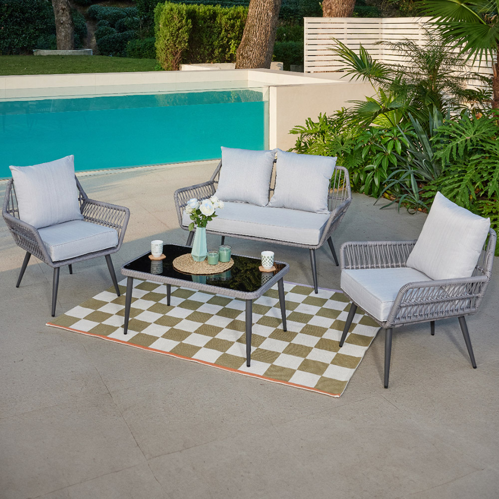 Home Detail Solero 4 Seater Grey Wicker Sofa Set Image 1