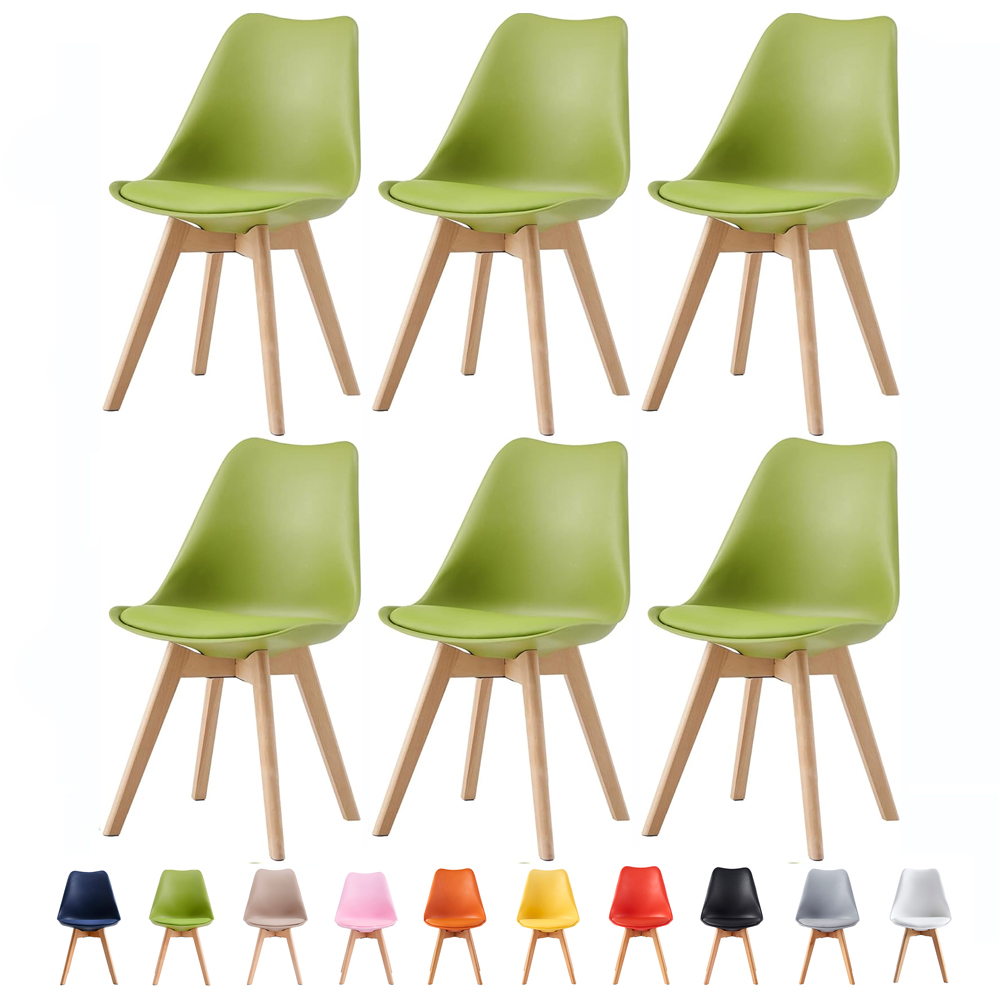 Eva Set of 6 Green Padded Dining Chairs Image 7