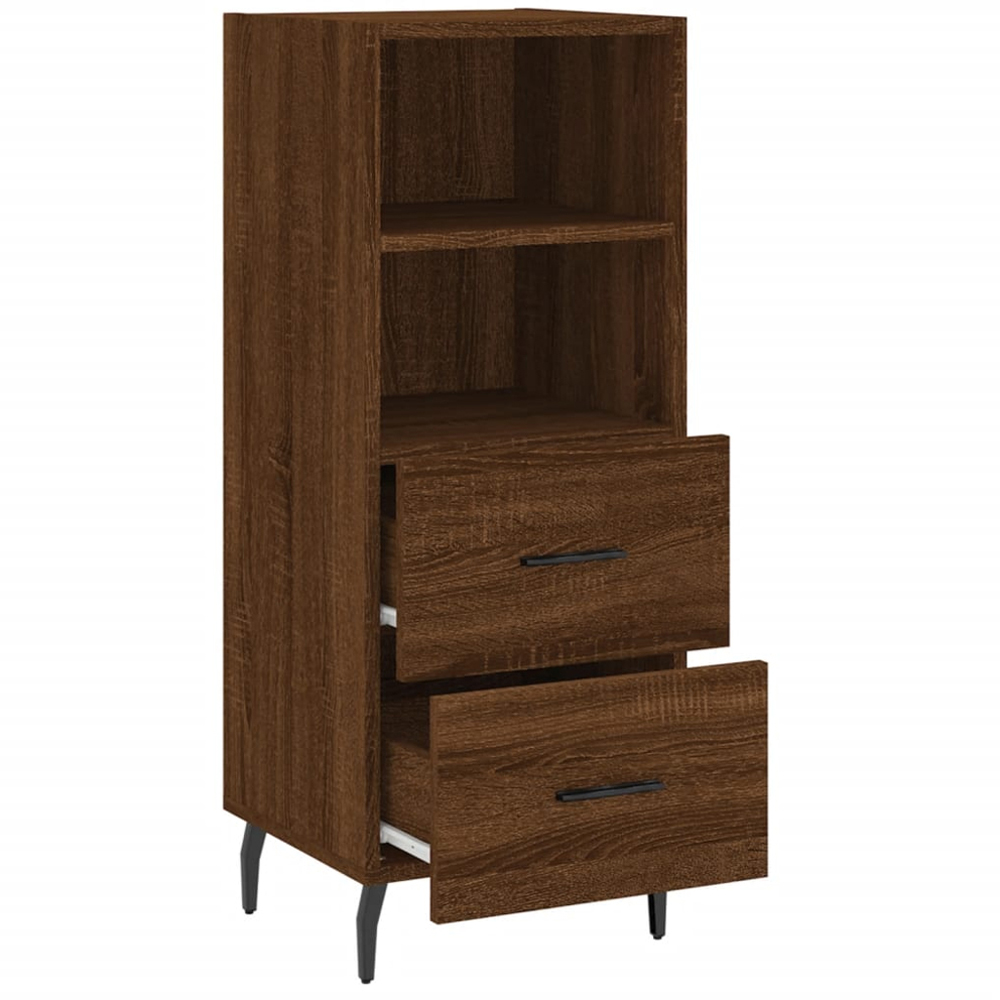 vidaXL 2 Shelf 2 Door Brown Oak Narrow Sideboard Image 4