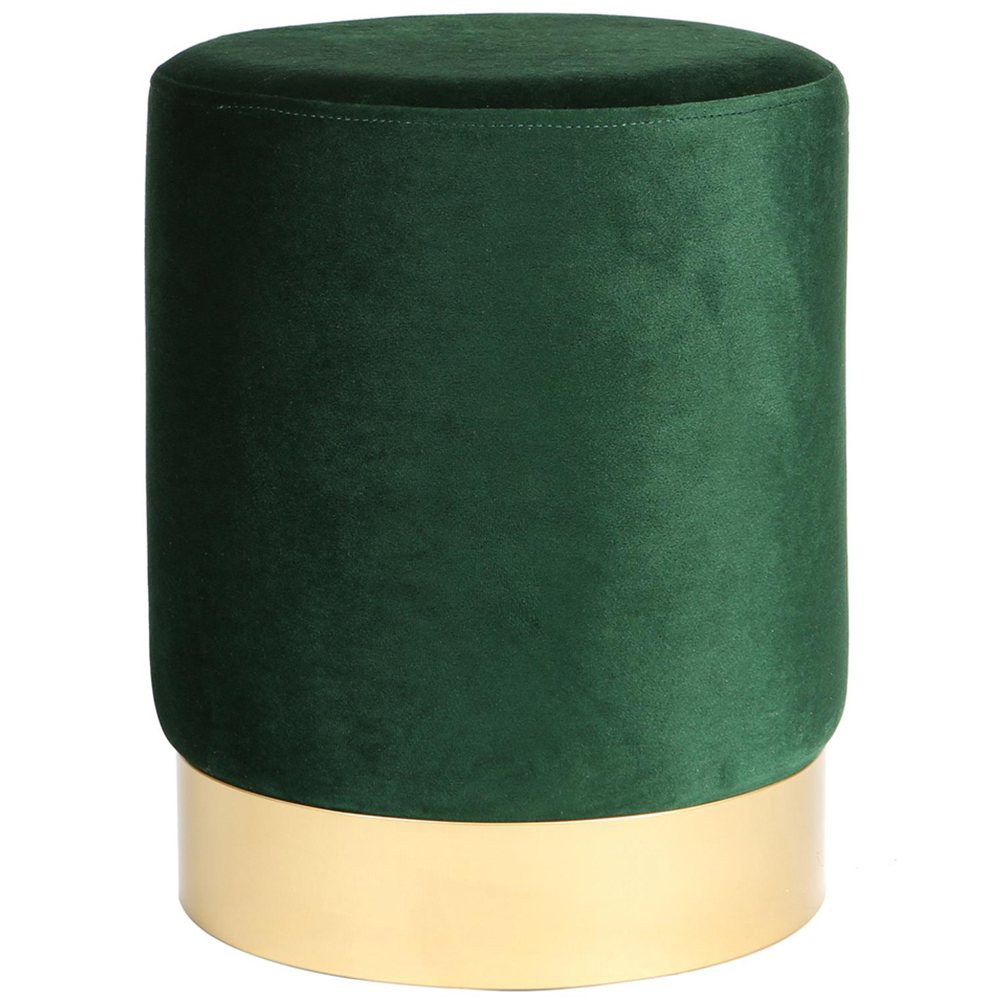 Harbour Housewares Green Velvet Round Pouffe Image 2