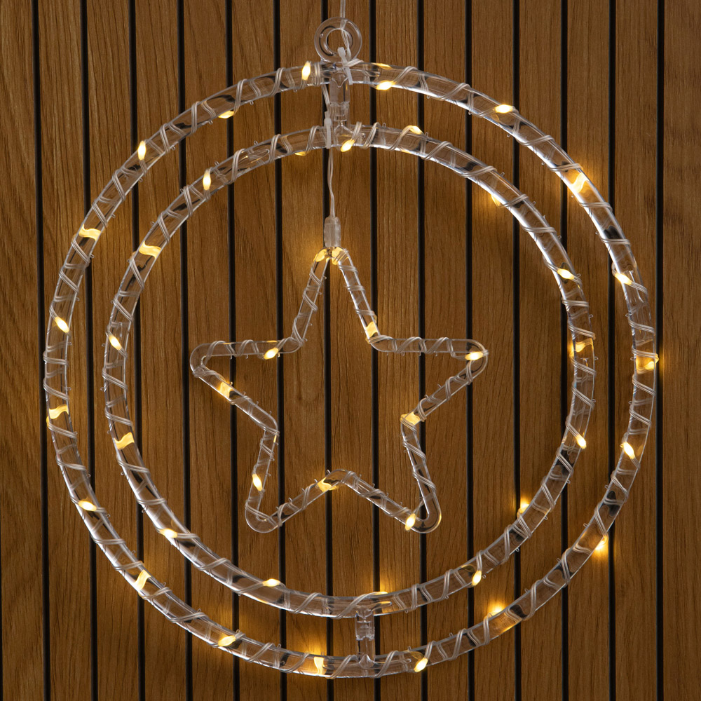 Samuel Alexander 45 Warm White LED Star Ring Hanging Christmas Decoration 34cm Image 1