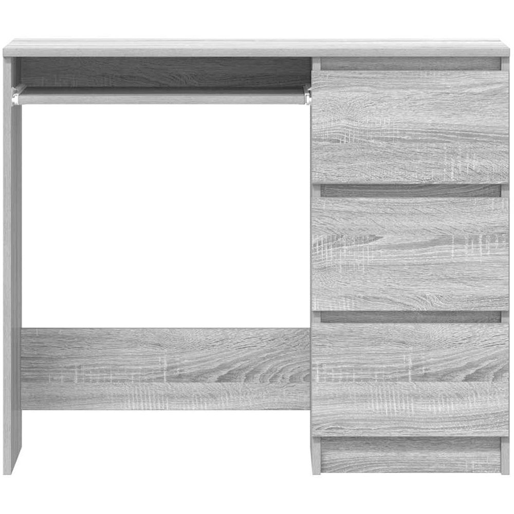 vidaXL 3 Drawer Computer Desk with Keyboard Tray Grey Sonoma Image 5