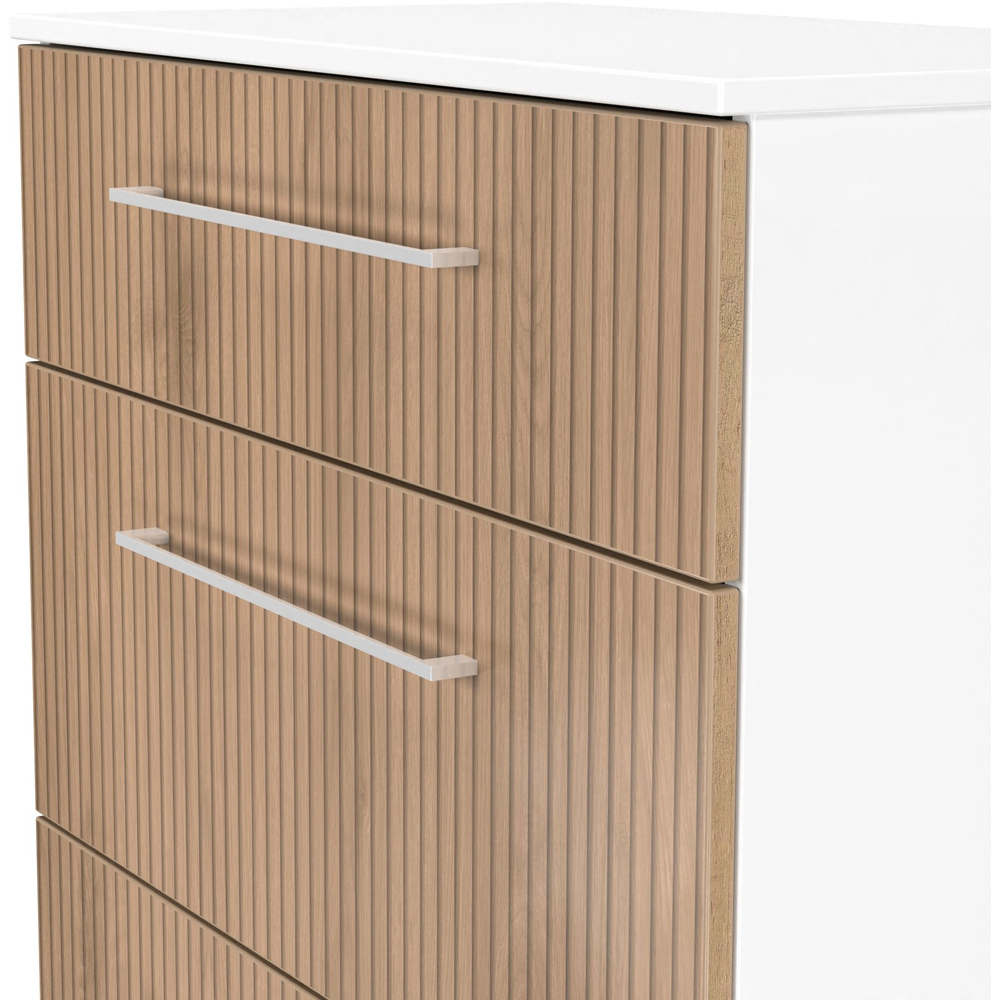 Crowndale Worcester 3 Drawer Slatt Effect and White Deep Chest of Drawers Ready Assembled Image 6