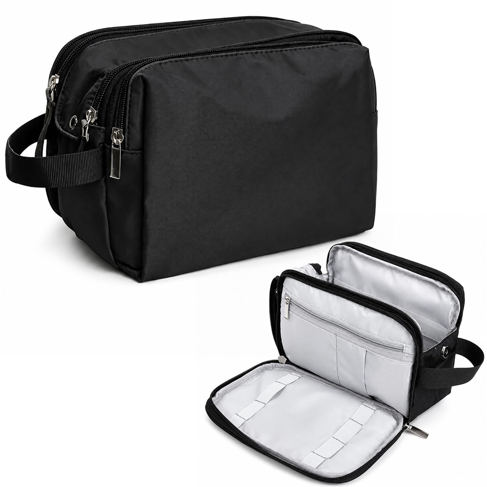ATEK Black Large Travel Wash Bag with Wet Pocket Image 2