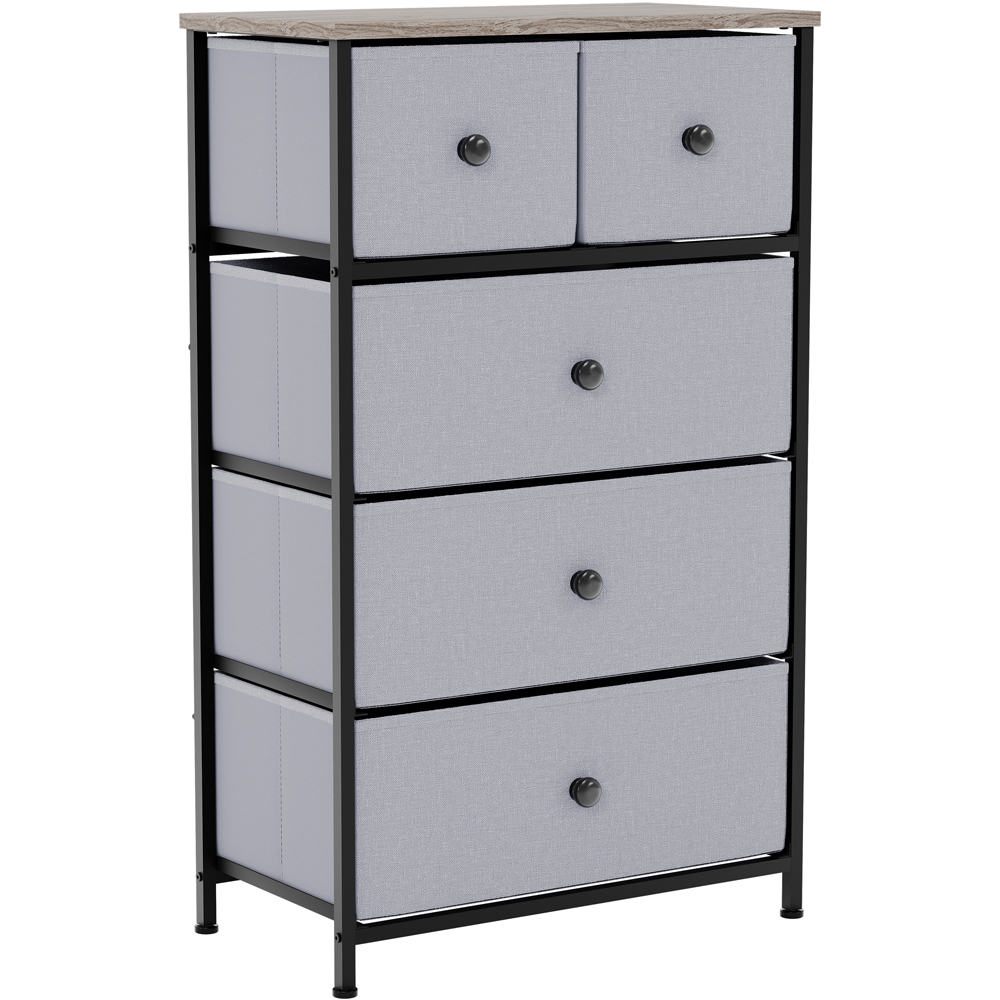 Vida Designs Chorley 5 Drawer Beige and Grey Wood Fabric Chest of Drawer Image 2