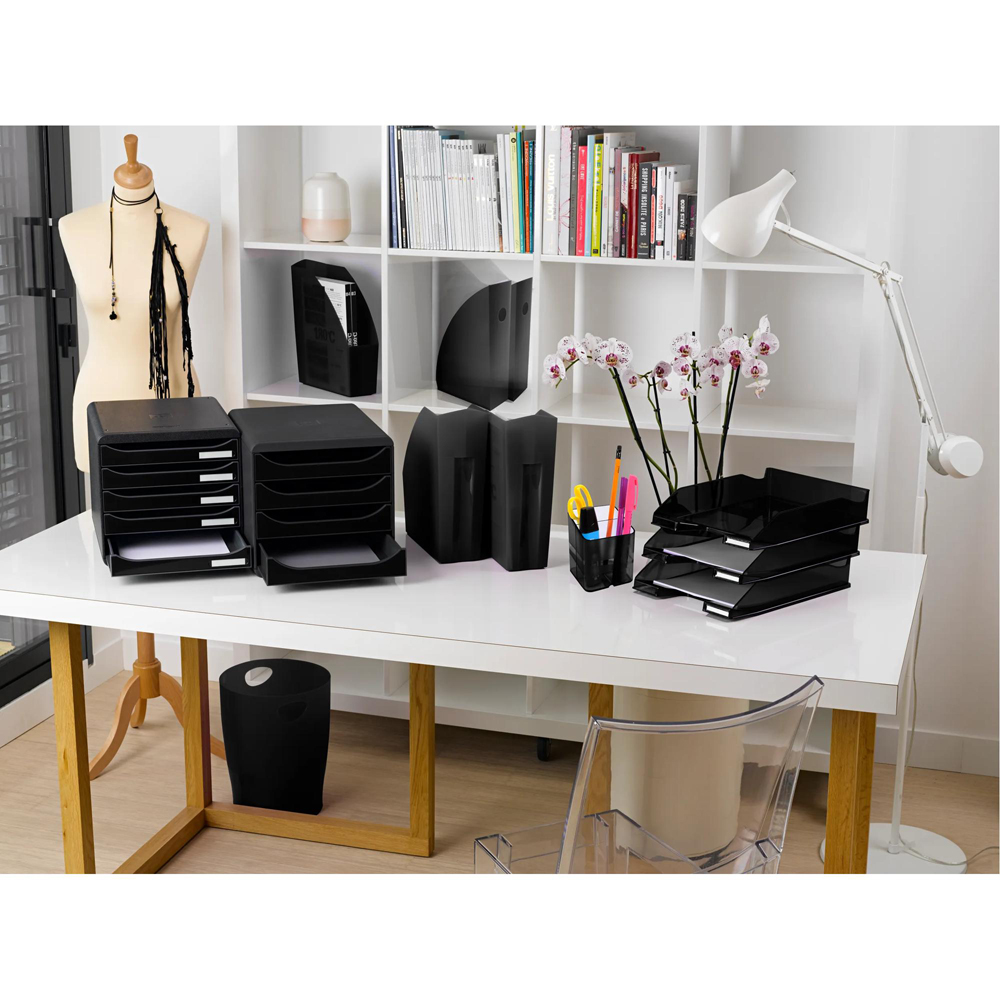 Exacompta Black Gloss Letter Tray 6 Pack Image 8