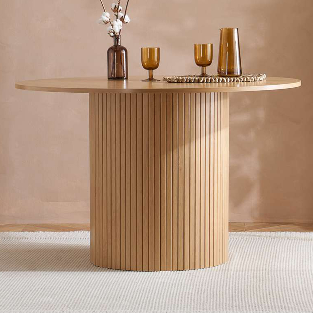 Birlea Axel 4 Seater Round Fluted Dining Table Brown Image 1