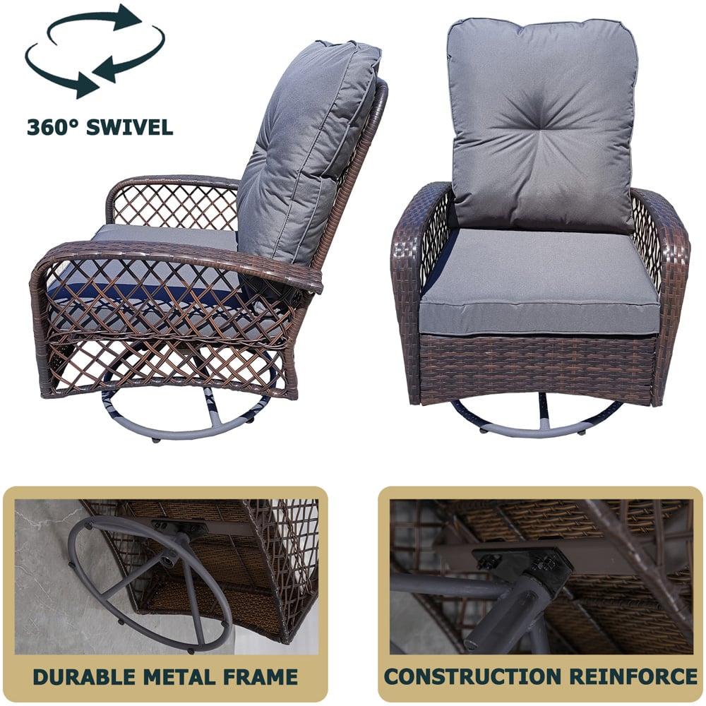 Furniture One Rattan Garden Swivel Rocking Chair Image 5