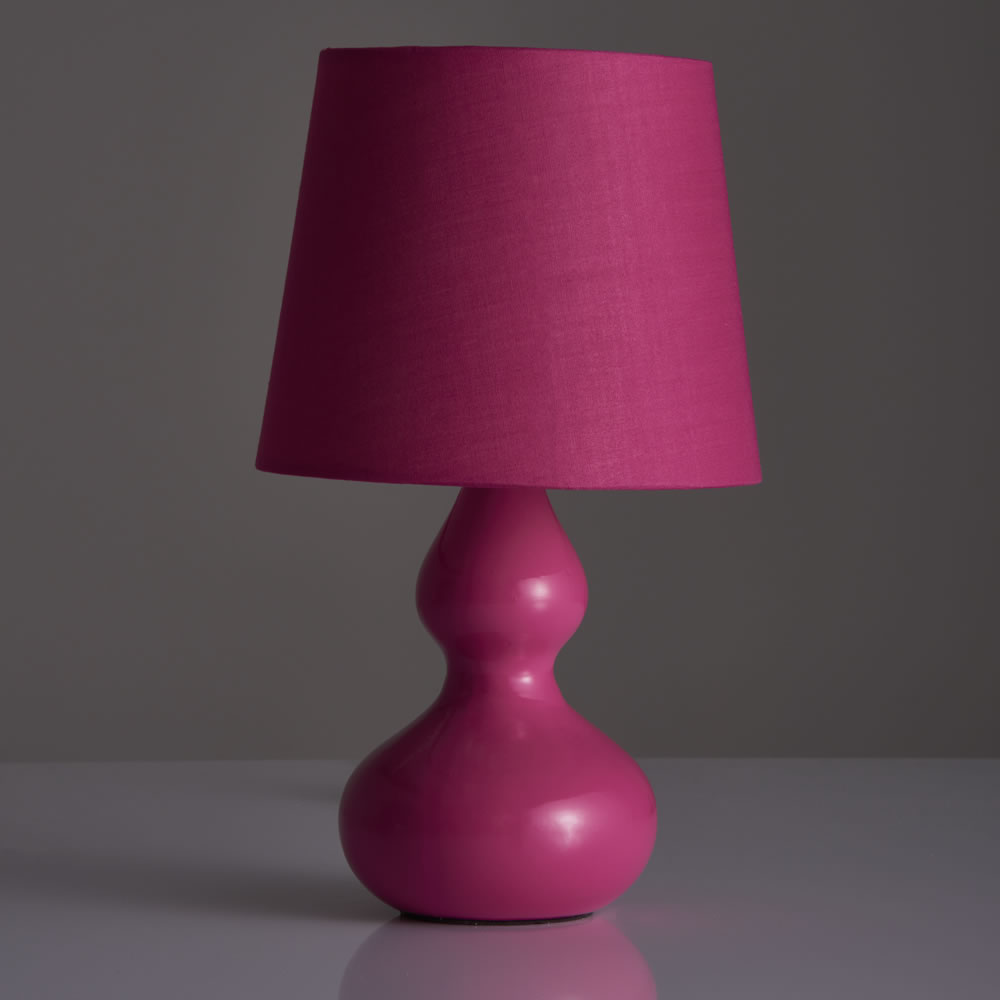 Wilko Ceramic Table Lamp Magenta Image 1
