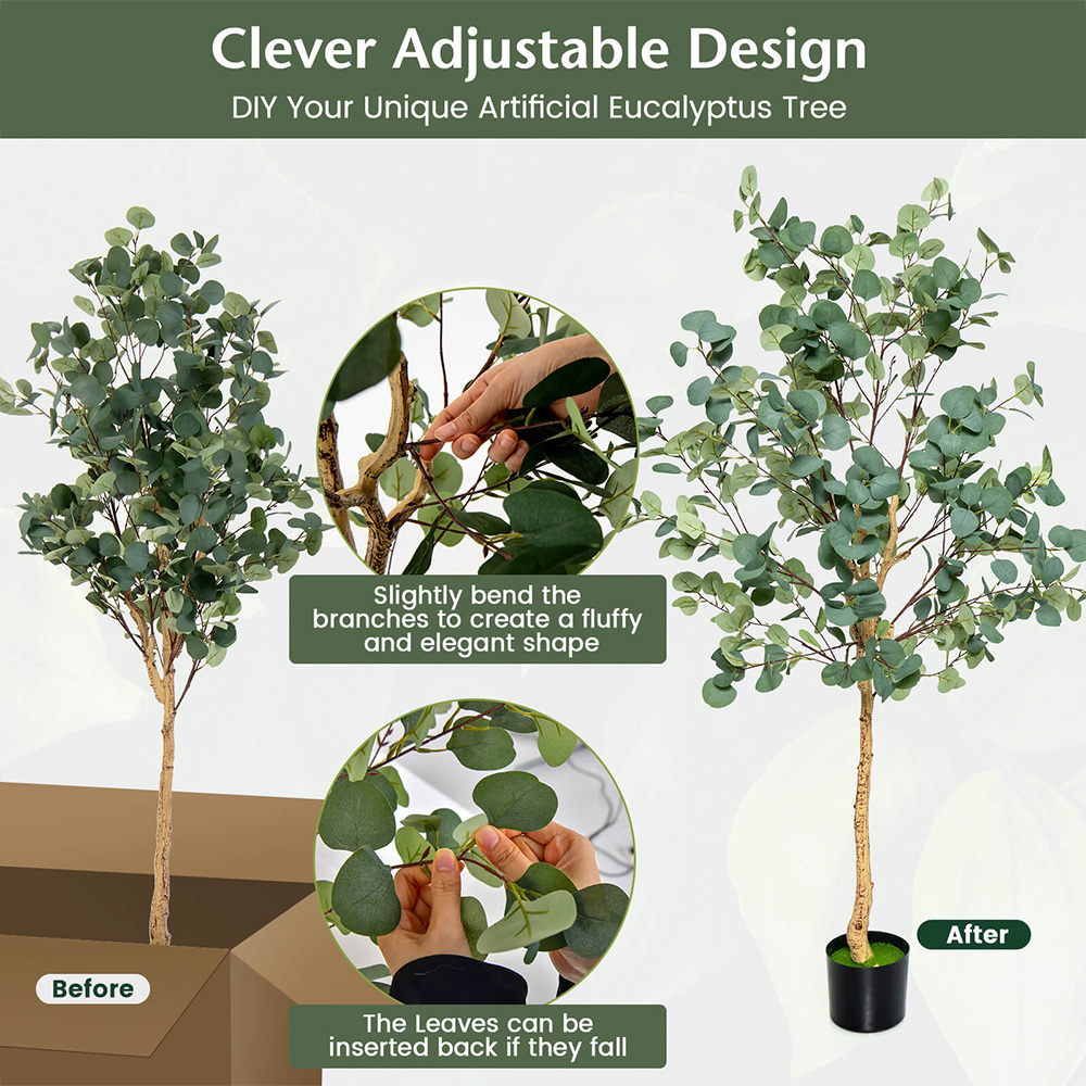 Costway Eucalyptus Artificial Tree In Pot 165cm Image 7