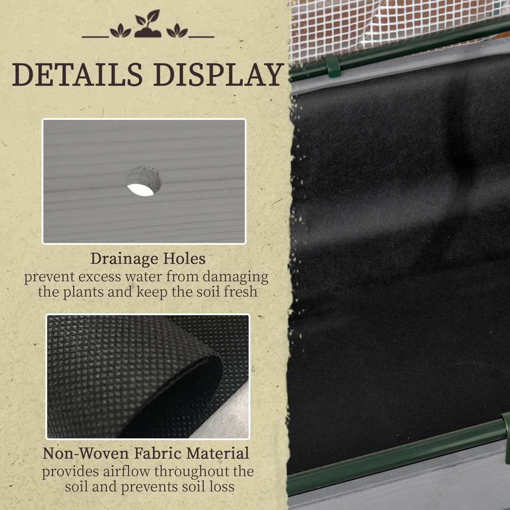 Outsunny Dark Grey Raised Garden Bed with PE Cover Image 5