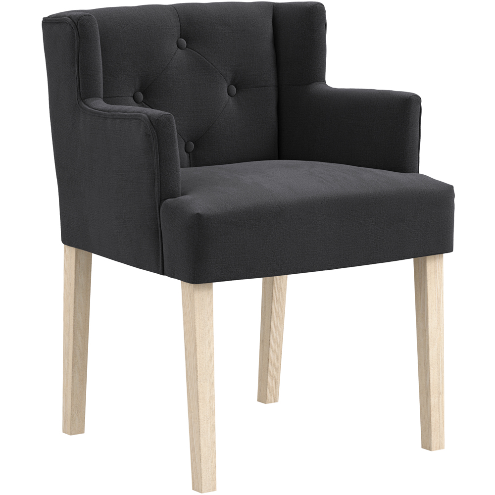 LPD Home Shay Anthracite Linen Winged Back Dining Chair with Arms Image 2
