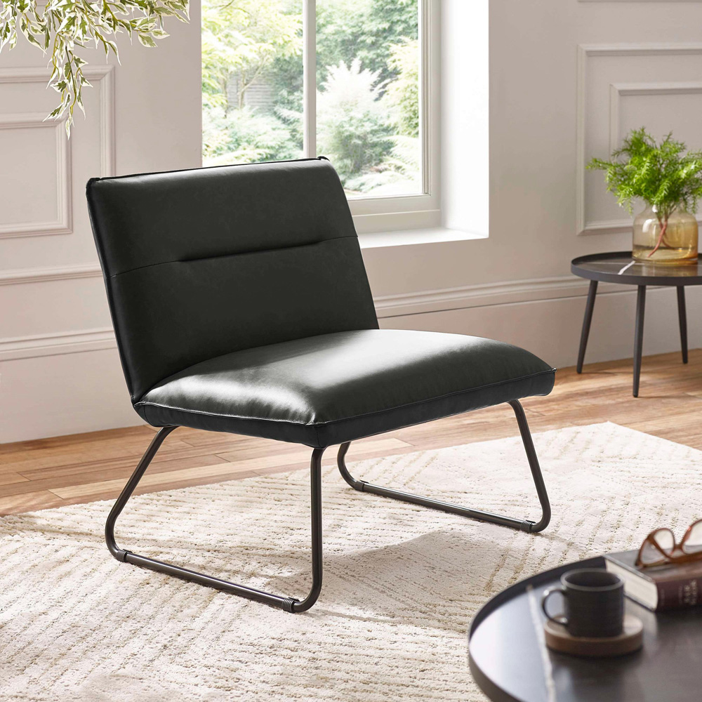 Julian Bowen Saxon Black Faux Leather Lounge Chair Image 8