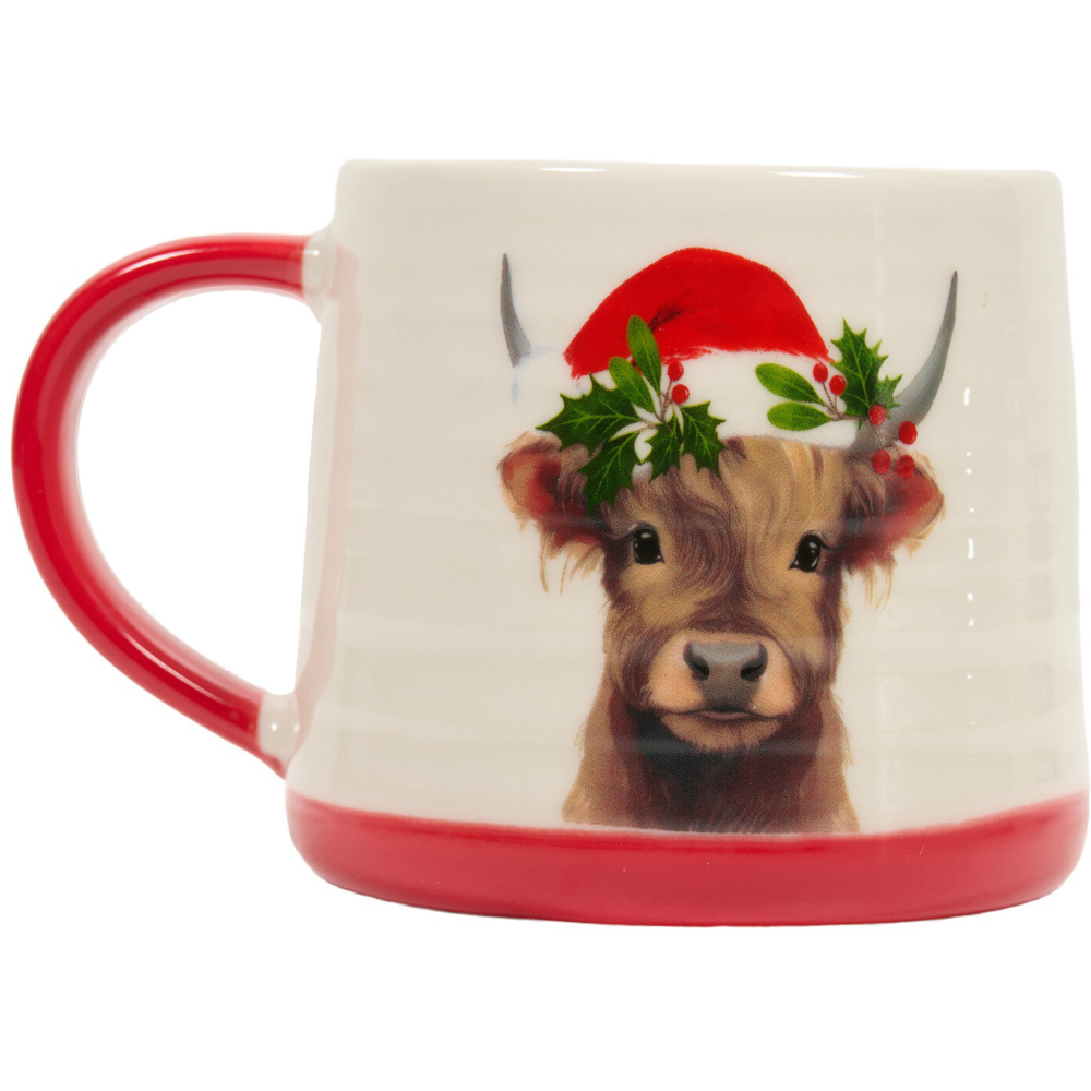 Highland Cow Santa Hat Mug Image 1
