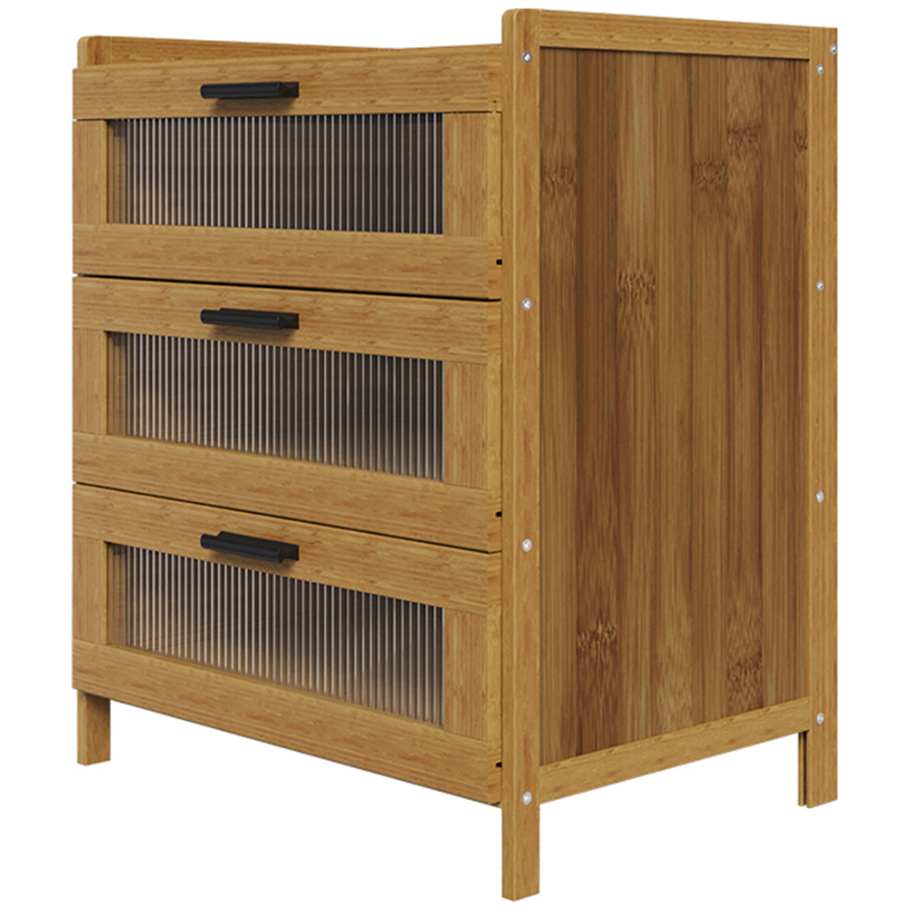 Living and Home 3 Drawer Tawny Acrylic Panel Bedside Table Image 2